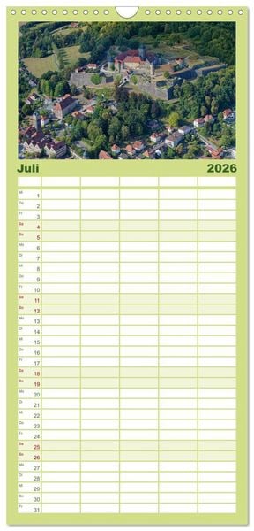 Produktbild: Familienplaner 2026 - Oberfranken aus der Vogelperspektive mit 5 Spalten (Wandkalender, 21 x 45 cm) CALVENDO