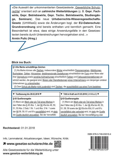 Produktbild: Gewerbliche Schutzrechte: Markenrecht, Patent- und Gebrauchsmusterrecht, Designrecht, Urheberrecht