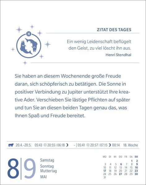 Produktbild: Fische Sternzeichenkalender 2027 - Tagesabrei&szlig;kalender - Ihr Horoskop f&uuml;r jeden Tag