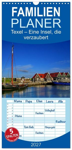 Produktbild: Familienplaner 2027 - Texel &ndash; Eine Insel die verzaubert mit 5 Spalten (Wandkalender, 21 x 45 cm) CALVENDO