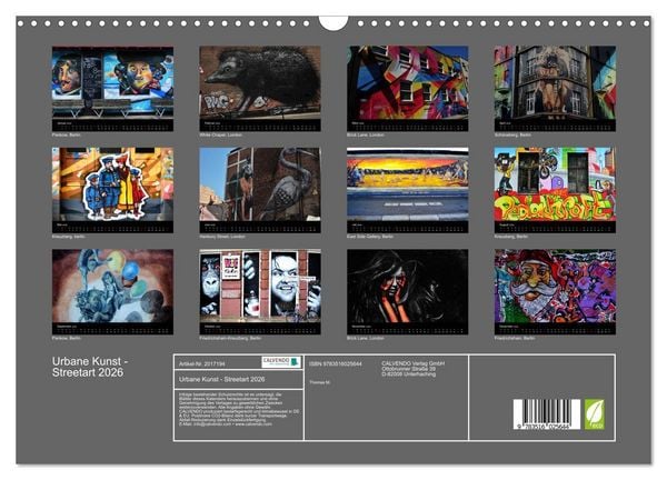 Produktbild: Urbane Kunst - Streetart 2026 (Wandkalender 2026 DIN A3 quer), CALVENDO Monatskalender