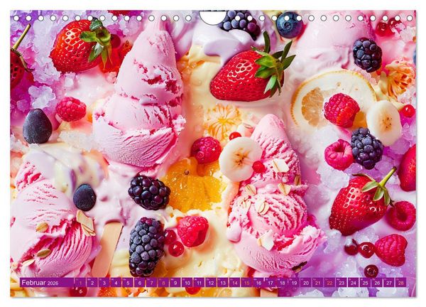 Produktbild: Eiscreme-Tr&auml;ume - S&uuml;&szlig;e Verlockung und florale Sch&ouml;nheiten (Wandkalender 2026 DIN A4 quer), CALVENDO Monatskalender