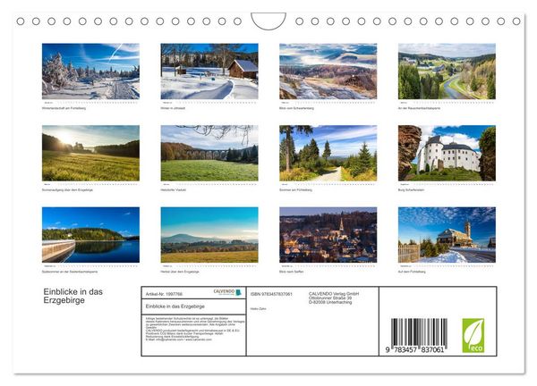Produktbild: Einblicke in das Erzgebirge (Wandkalender 2026 DIN A4 quer), CALVENDO Monatskalender