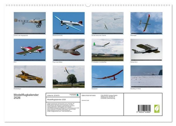 Produktbild: Modellflugkalender 2026 (hochwertiger Premium Wandkalender 2026 DIN A2 quer), Kunstdruck in Hochglanz