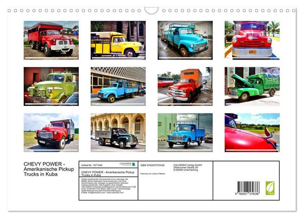 Produktbild: CHEVY POWER - Amerikanische Pickup Trucks in Kuba (Wandkalender 2026 DIN A3 quer), CALVENDO Monatskalender