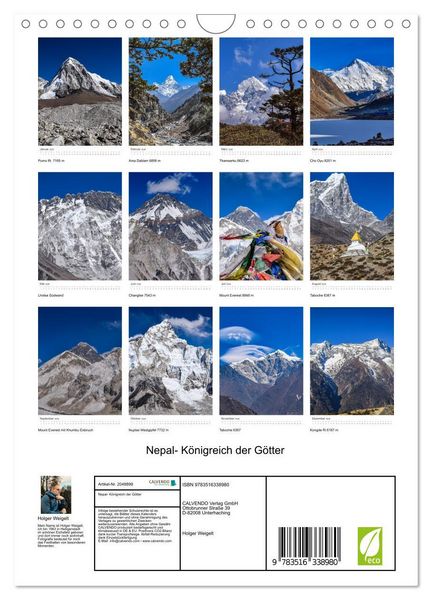 Produktbild: Nepal- K&ouml;nigreich der G&ouml;tter (Wandkalender 2026 DIN A4 hoch), CALVENDO Monatskalender