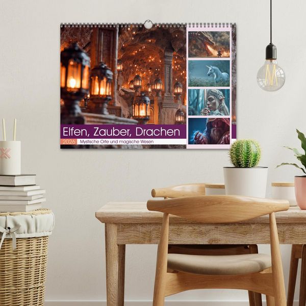 Produktbild: Elfen, Zauber, Drachen (Wandkalender 2026 DIN A3 quer), CALVENDO Monatskalender