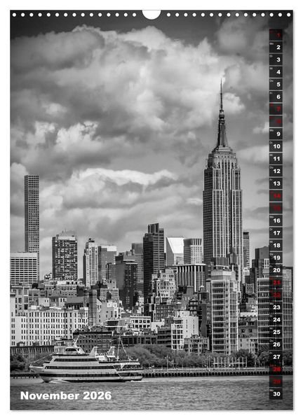 Produktbild: NEW YORK CITY Monochrome Stadtansichten (Wandkalender 2026 DIN A3 hoch), CALVENDO Monatskalender