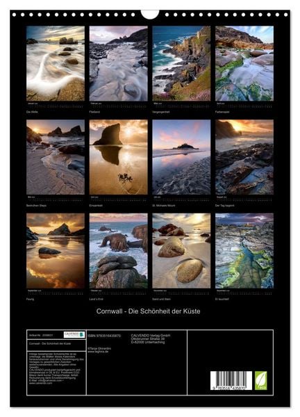Produktbild: Cornwall - Die Sch&ouml;nheit der K&uuml;ste (Wandkalender 2026 DIN A3 hoch), CALVENDO Monatskalender