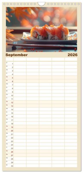 Produktbild: Familienplaner 2026 - Sushi Zauber mit 5 Spalten (Wandkalender, 21 x 45 cm) CALVENDO