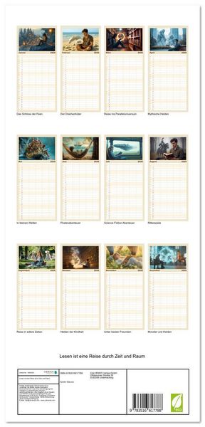 Produktbild: Familienplaner 2026 - Lesen ist eine Reise durch Zeit und Raum mit 5 Spalten (Wandkalender, 21 x 45 cm) CALVENDO
