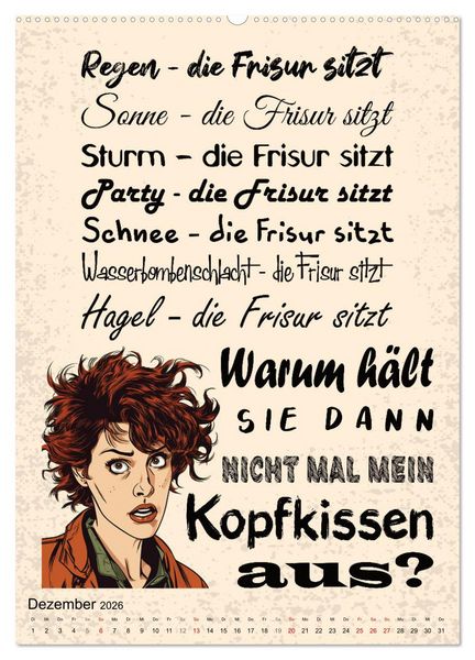 Produktbild: Haarige Friseurspr&uuml;che (hochwertiger Premium Wandkalender 2026 DIN A2 hoch), Kunstdruck in Hochglanz