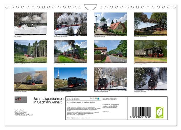 Produktbild: Schmalspurbahnen in Sachsen Anhalt (Wandkalender 2026 DIN A4 quer), CALVENDO Monatskalender