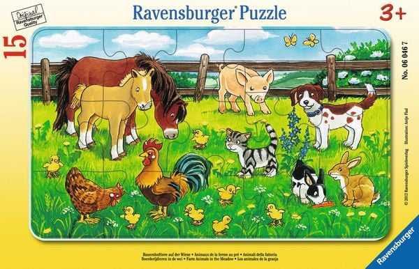 Produktbild: Rahmenpuzzle Ravensburger Bauernhoftiere auf der Wiese 15 Teile