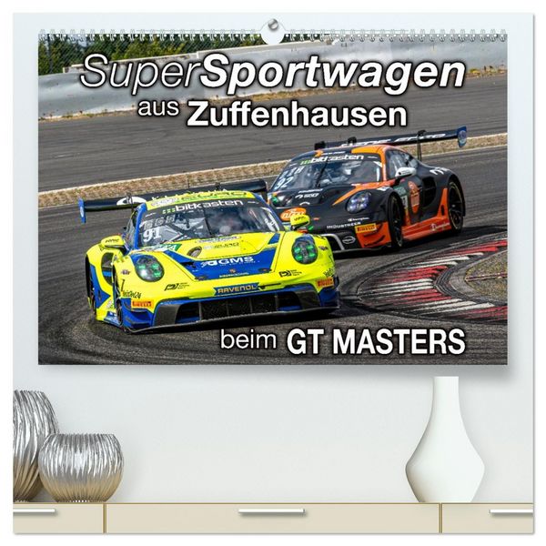Produktbild: Super Sportwagen aus Zuffenhausen beim GT MASTERS (hochwertiger Premium Wandkalender 2026 DIN A2 quer), Kunstdruck in Hochglanz