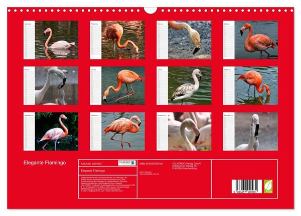 Produktbild: Elegante Flamingo (Wandkalender 2026 DIN A3 quer), CALVENDO Monatskalender