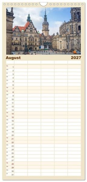 Produktbild: Familienplaner 2027 - Dresden - Sachsens Perle an der Elbe mit 5 Spalten (Wandkalender, 21 x 45 cm) CALVENDO
