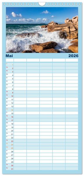 Produktbild: Familienplaner 2026 - Unterwegs in der Bretagne mit 5 Spalten (Wandkalender, 21 x 45 cm) CALVENDO