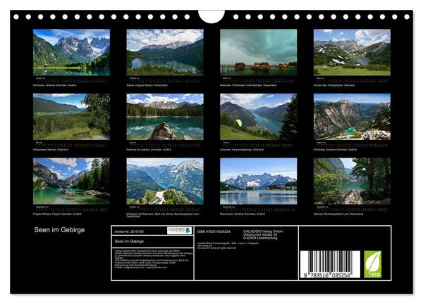 Produktbild: Seen im Gebirge (Wandkalender 2026 DIN A4 quer), CALVENDO Monatskalender