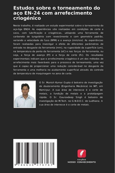 Produktbild: Estudos sobre o torneamento do a&ccedil;o EN-24 com arrefecimento criog&eacute;nico