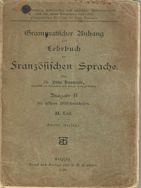 Produktbild: Grammatischer Anhang zum Lehrbuch der Franz&ouml;sischen Sprache 1898