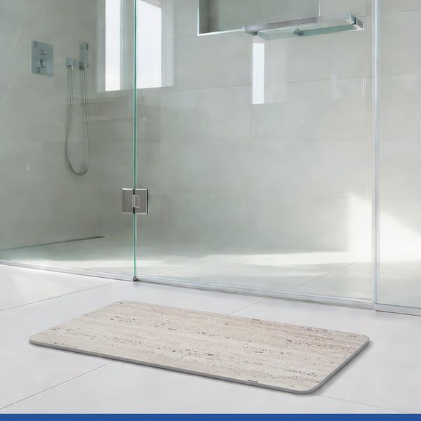 Produktbild: Diatomit Badematte Mod. Puna Beige, 60 x 39 cm, schnelltrocknend und rutschsicher