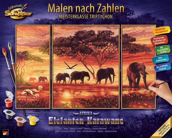 Produktbild: Schipper Malen nach Zahlen: Elefanten Karawane, 50 x 80 cm