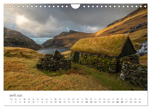 Produktbild: Lumi&egrave;res d'automne aux &icirc;les F&eacute;ro&eacute; (Calendrier mural 2026 DIN A4 vertical), CALVENDO calendrier mensuel