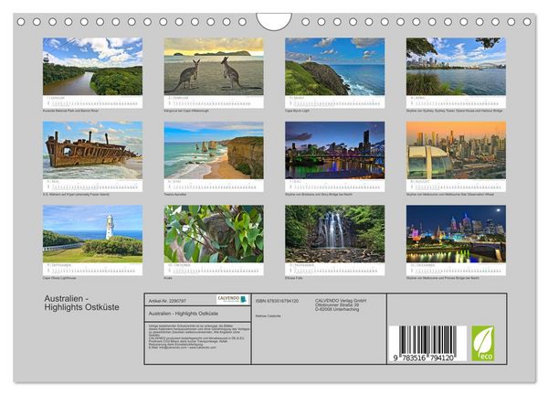 Produktbild: Australien - Highlights Ostk&uuml;ste (Wandkalender 2027 DIN A4 quer), CALVENDO Monatskalender