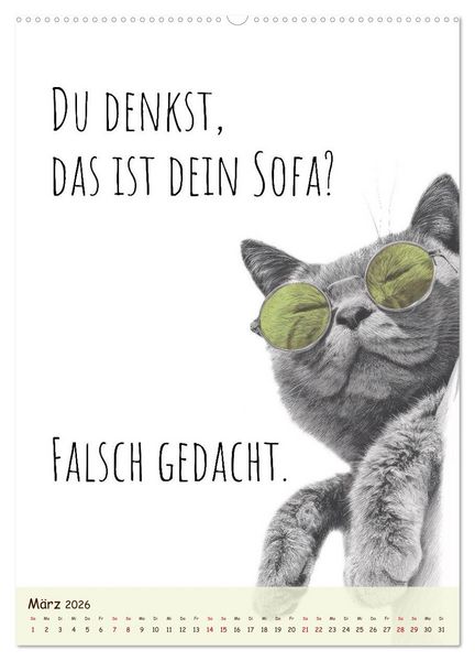 Produktbild: Katzenkult - Coolness auf vier Pfoten (Wandkalender 2026 DIN A2 hoch), CALVENDO Monatskalender