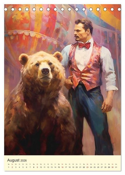 Produktbild: Zirkus. Manege frei! Willkommen im nostalgischen Wunderland (Tischkalender 2026 DIN A5 hoch), CALVENDO Monatskalender