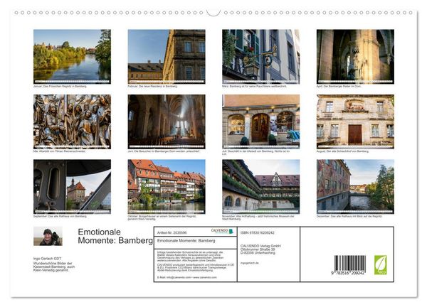 Produktbild: Emotionale Momente: Bamberg (hochwertiger Premium Wandkalender 2026 DIN A2 quer), Kunstdruck in Hochglanz