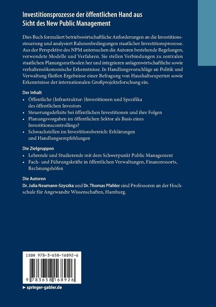 Produktbild: Investitionsprozesse der &ouml;ffentlichen Hand aus Sicht des New Public Management