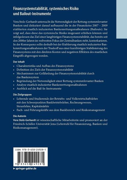 Produktbild: Finanzsystemstabilität, systemisches Risiko und Bailout-Instrumente