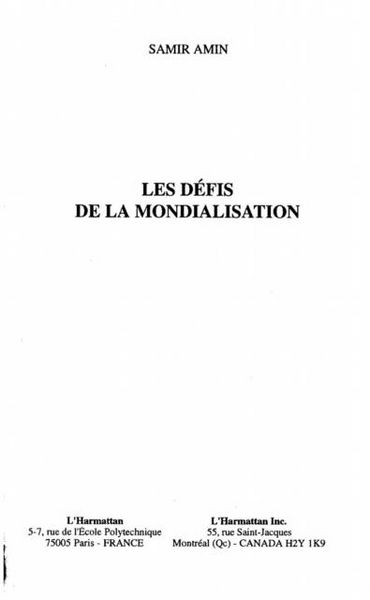 Produktbild: Defis de la mondialisation