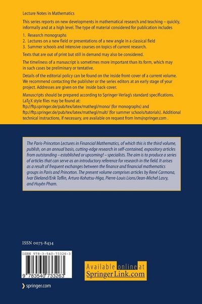 Produktbild: Paris-Princeton Lectures on Mathematical Finance 2004