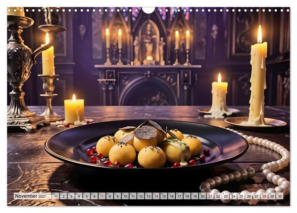 Produktbild: Schattenbankett - Gothic Fine Dining &ndash; 12 Men&uuml;s in dunkler Eleganz (Wandkalender 2027 DIN A3 quer), CALVENDO Monatskalender