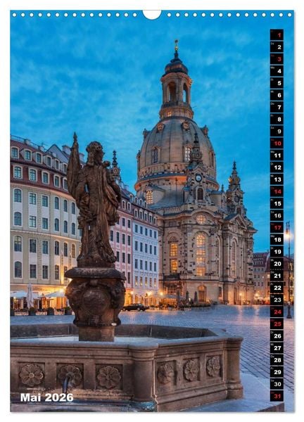 Produktbild: Dresden bei Nacht (Wandkalender 2026 DIN A3 hoch), CALVENDO Monatskalender