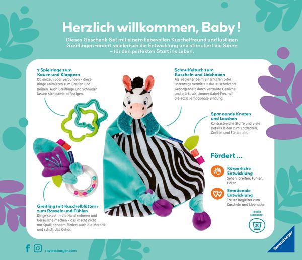 Produktbild: Play+ F&uuml;hlen, rasseln, spielen (Geschenk-Set: Zebra) - ab 0 Monate