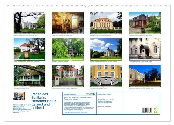 Produktbild: Perlen des Baltikums - Herrenh&auml;user in Estland und Lettland (Wandkalender 2026 DIN A2 quer), CALVENDO Monatskalender