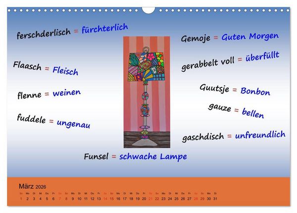 Produktbild: De Hessisch-Kalenner - hessisch babbele lerne in aam Johr (Wandkalender 2026 DIN A3 quer), CALVENDO Monatskalender