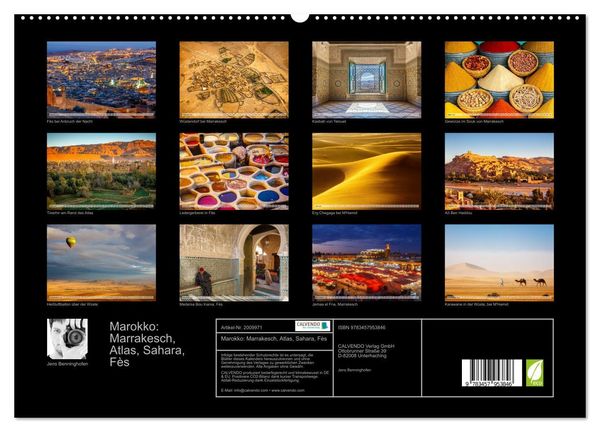 Produktbild: Marokko: Marrakesch, Atlas, Sahara, F&egrave;s (hochwertiger Premium Wandkalender 2026 DIN A2 quer), Kunstdruck in Hochglanz