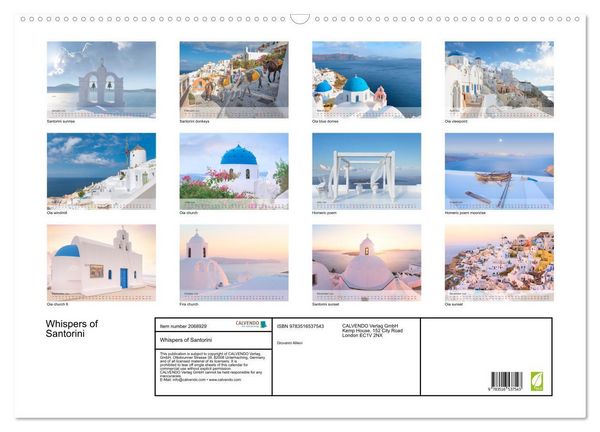 Produktbild: Whispers of Santorini (Wall Calendar 2026 DIN A2 landscape), CALVENDO 12 Month Wall Calendar