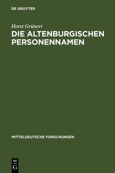 Produktbild: Die Altenburgischen Personennamen