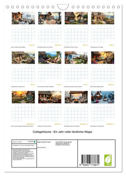 Produktbild: Cottagetr&auml;ume - Ein Jahr voller l&auml;ndlicher Magie (Wandkalender 2026 DIN A4 hoch), CALVENDO Monatskalender