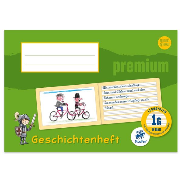 Geschichtenheft Premium A5 quer Lin1G 16 Blatt