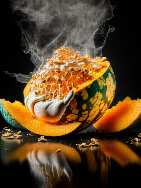 Produktbild: CALVENDO Puzzle Melone mit Honigjoghurt | 1000 Teile Lege-Gr&ouml;&szlig;e 64x48cm Foto-Puzzle f&uuml;r gl&uuml;ckliche Stunden