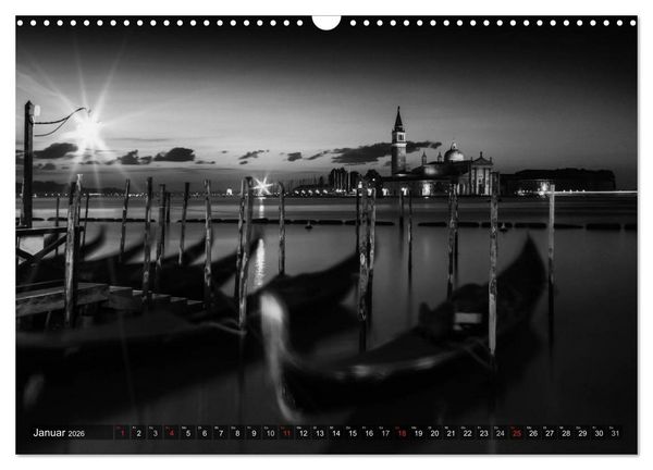 Produktbild: Leuchtendes Venedig &hellip;in monochrom (Wandkalender 2026 DIN A3 quer), CALVENDO Monatskalender