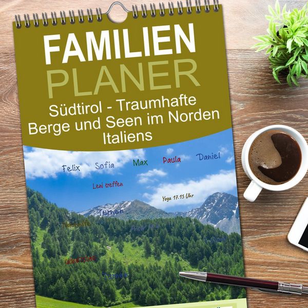 Produktbild: Familienplaner 2026 - S&uuml;dtirol - Traumhafte Berge und Seen im Norden Italiens mit 5 Spalten (Wandkalender, 21 x 45 cm) CALVENDO