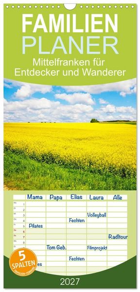 Produktbild: Familienplaner 2027 - Mittelfranken f&uuml;r Entdecker und Wanderer mit 5 Spalten (Wandkalender, 21 x 45 cm) CALVENDO